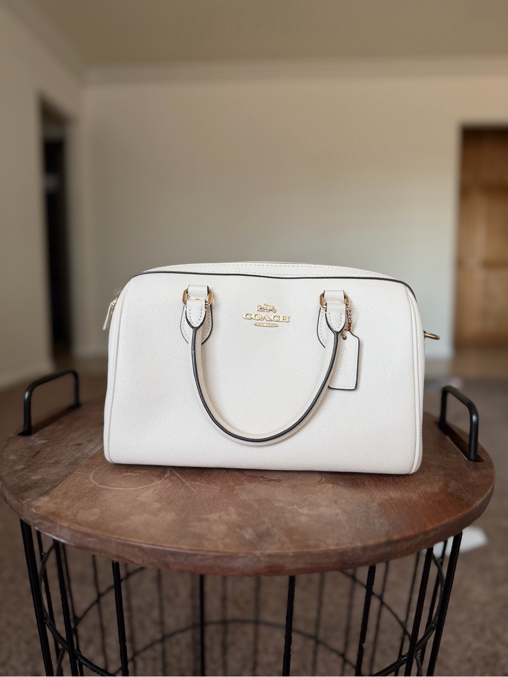 Coach Cream  Leather bag with Gold Hardware